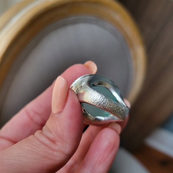 David Yurman aqua chalcedony and pave diamond ring with matching bangle - Picture 10 of 13